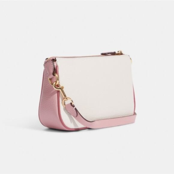 COACH STRIPE HEART LEATHER NOLITA 19 PURSE BAG IN COLORS: GOLD/CHALK VALENTINE - Picture 2 of 9